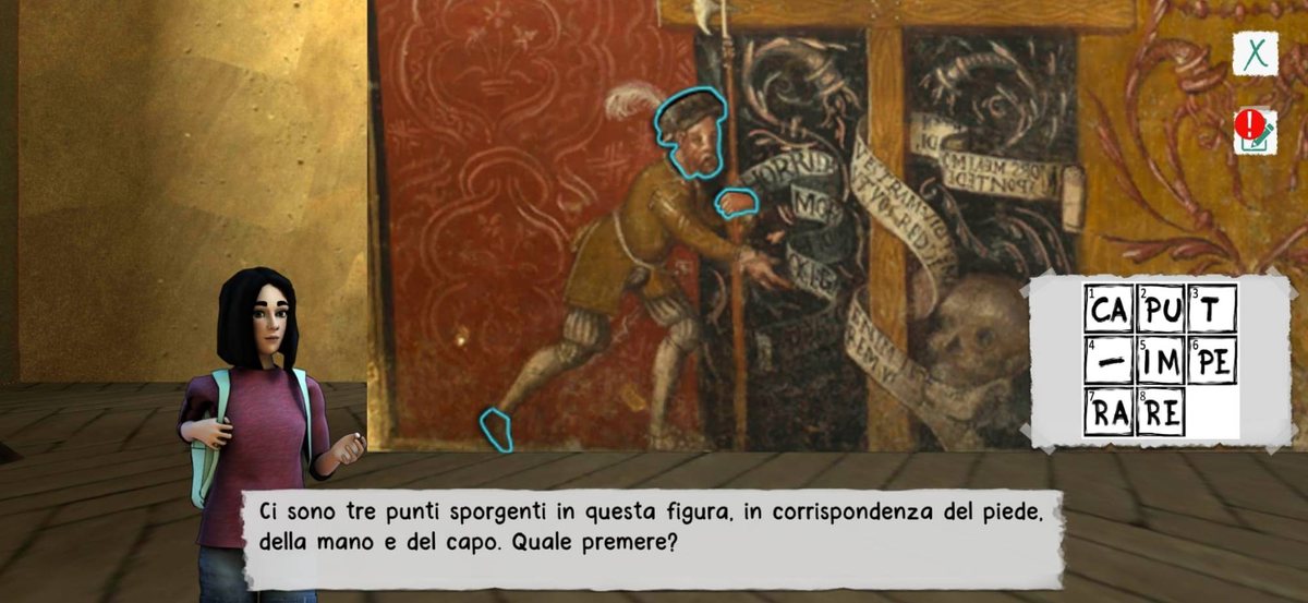 Toursikon: un enigma su un affresco, con la guida che chiede quale punto premere